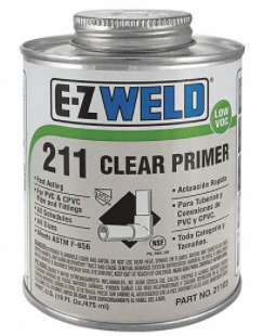 City Supply, Clear Primer, Size 16 oz, For Use With Fittings, Pipes