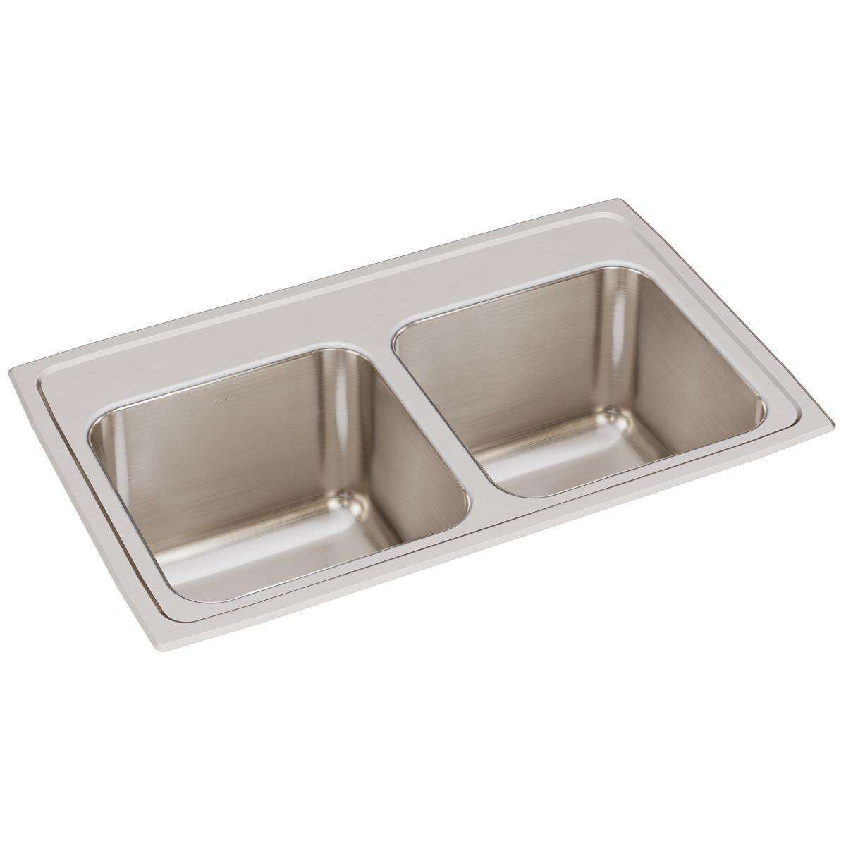 Elkay, Elkay Lustertone Classic Stainless Steel 29" x 18" x 10", Equal Double Bowl Drop-in Sink DLR2918100