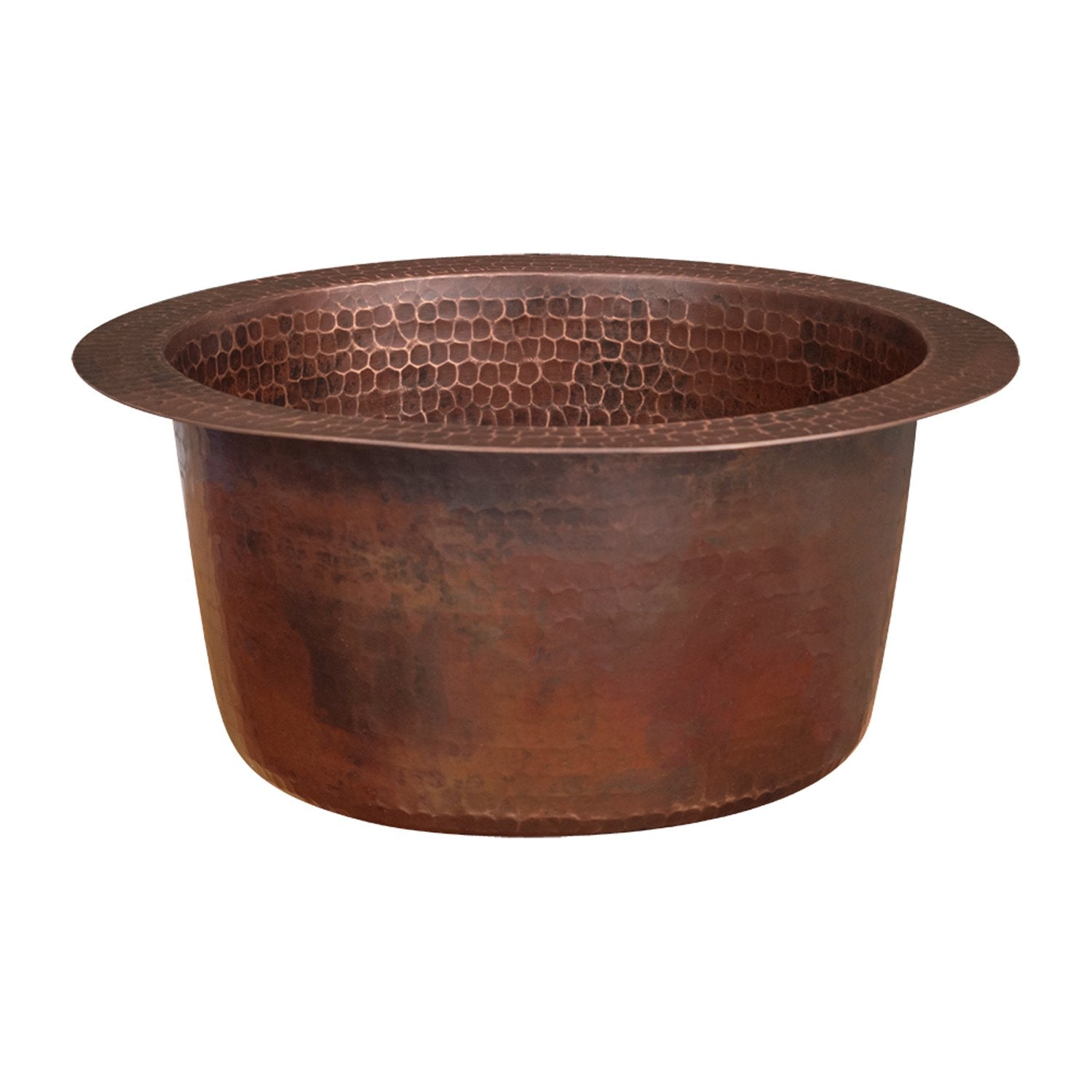 Premier Copper Products, 10" Round Hammered Copper Bar Sink with 2" Drain Opening