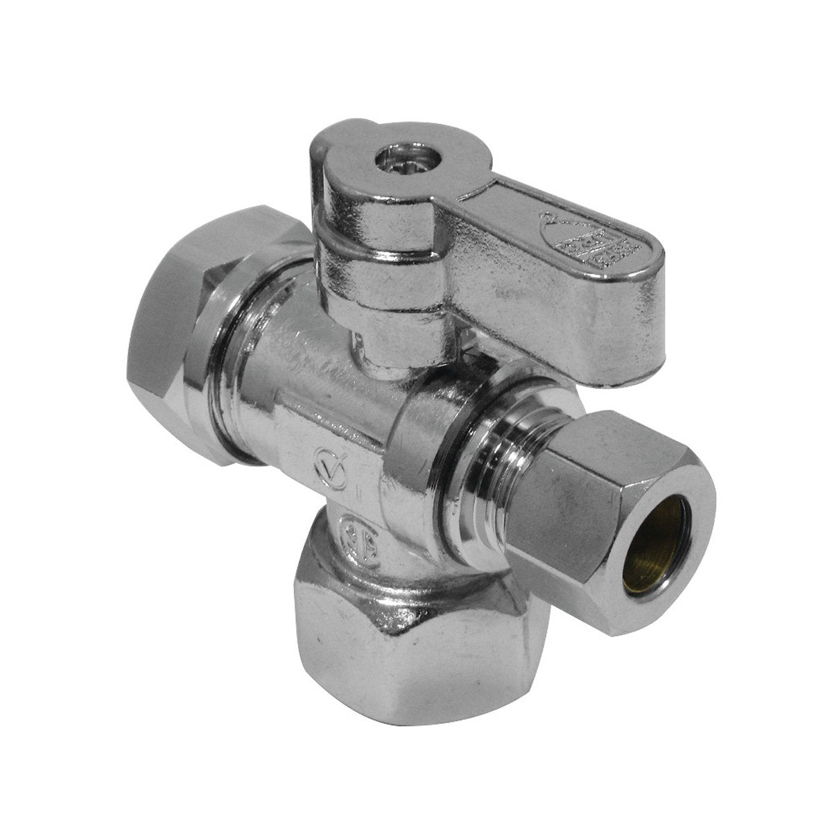 Kingston Brass, 1/2" FIP x 3/8" O.D. Comp x 1/2" & 7/16" O.D. Slip Joint Shut Off Valve in Polished Chrome