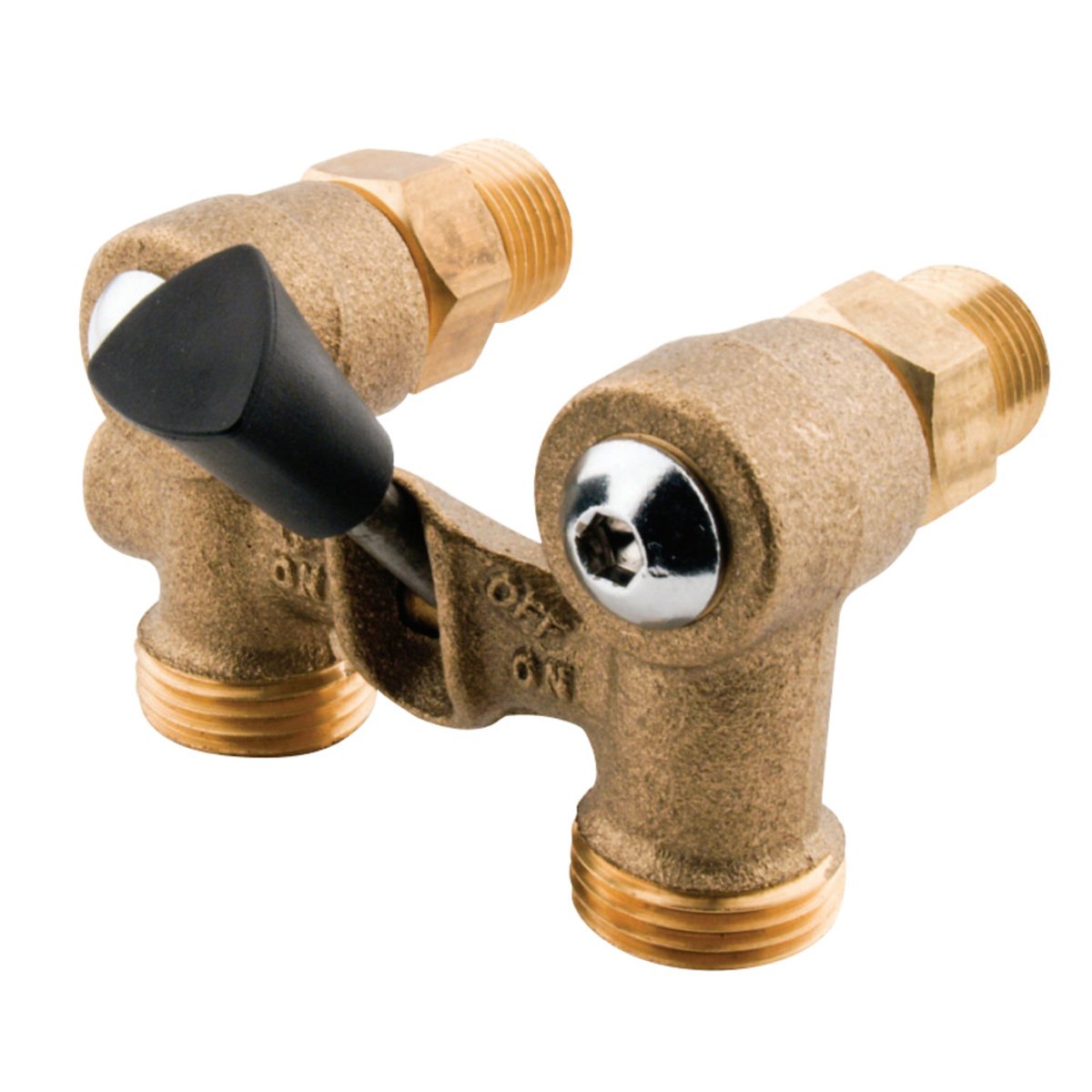 Kingston Brass, 1/2" MIP Inlet x 3/4" Hose Thread in Dual Outlet Washing Machine Shut off Valve in Brass