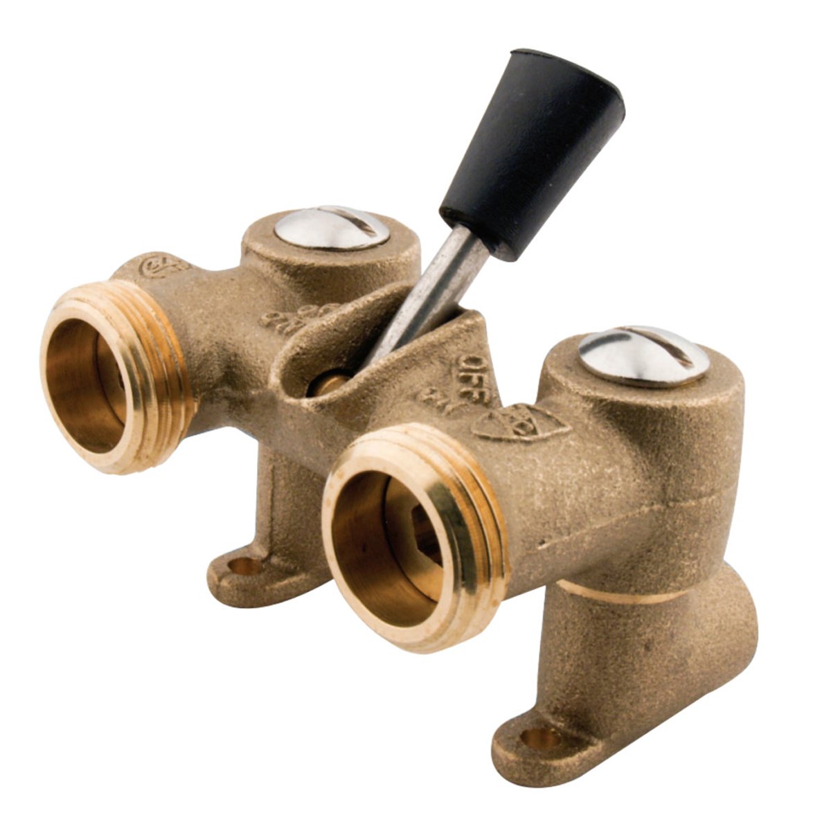 Kingston Brass, 1/2" Sweat Inlet x 3/4" Hose Thread in Dual Outlet Washing Machine Shut off Valve in Brass