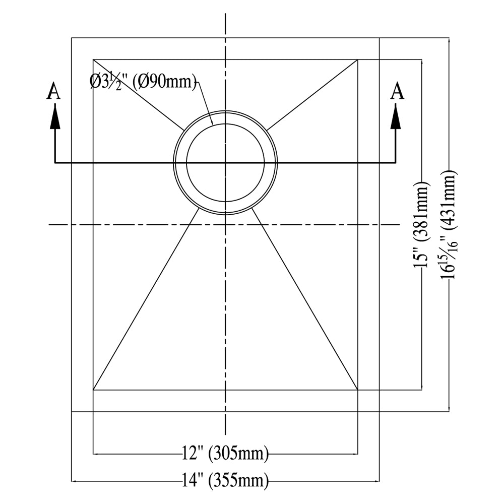 Dawn Kitchen & Bath Products, 14" Undermount Zero Radius 18 Gauge Stainless Steel Kitchen Sink