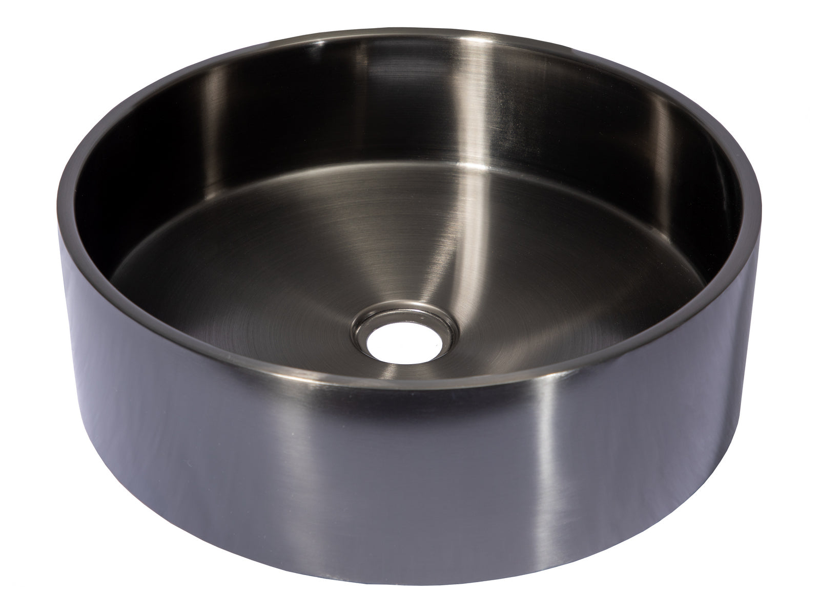 Eden Bath, 15 3/4" Round Thick Rim Stainless Steel Bathroom Vessel Sink with Drain in Black