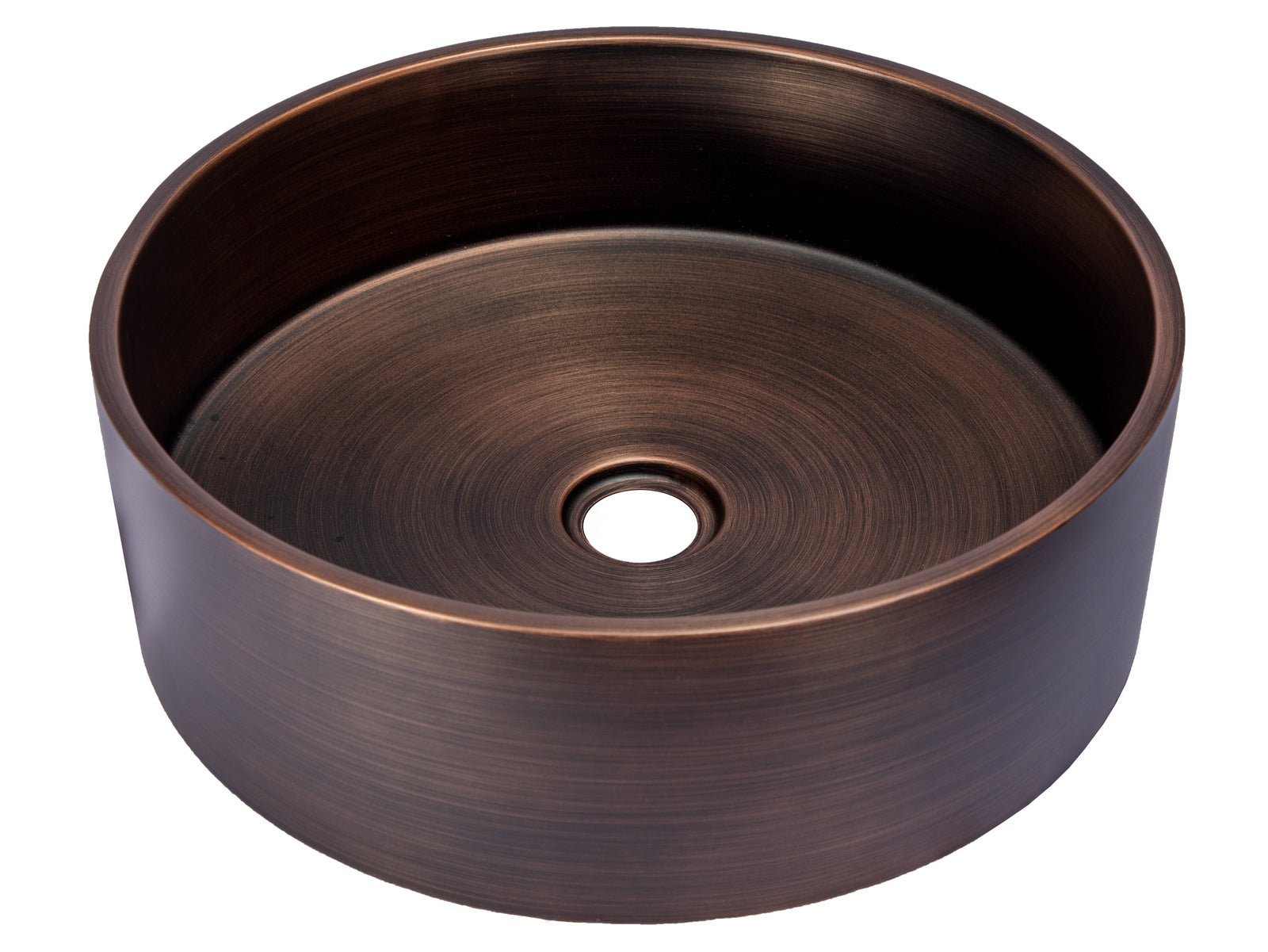 Eden Bath, 15 3/4" Round Thick Rim Stainless Steel Bathroom Vessel Sink with Drain in Bronze