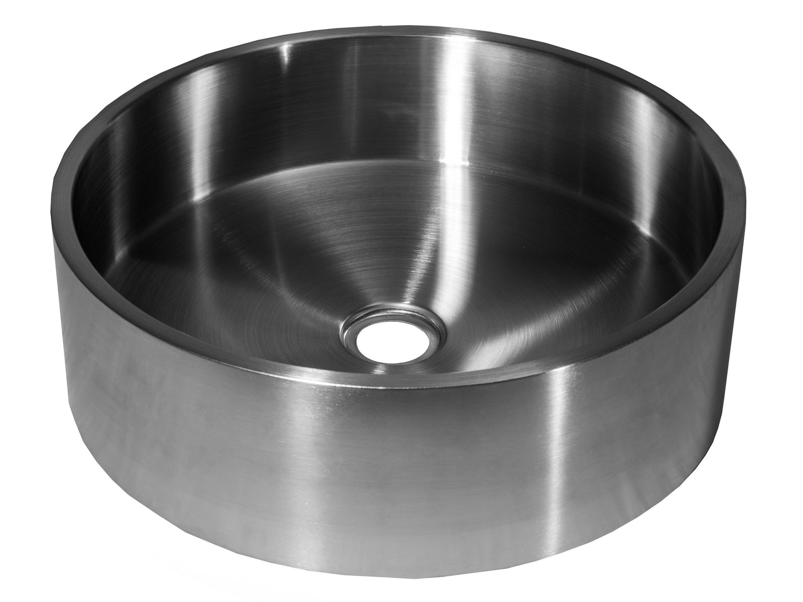 Eden Bath, 15 3/4" Round Thick Rim Stainless Steel Bathroom Vessel Sink with Drain in Silver