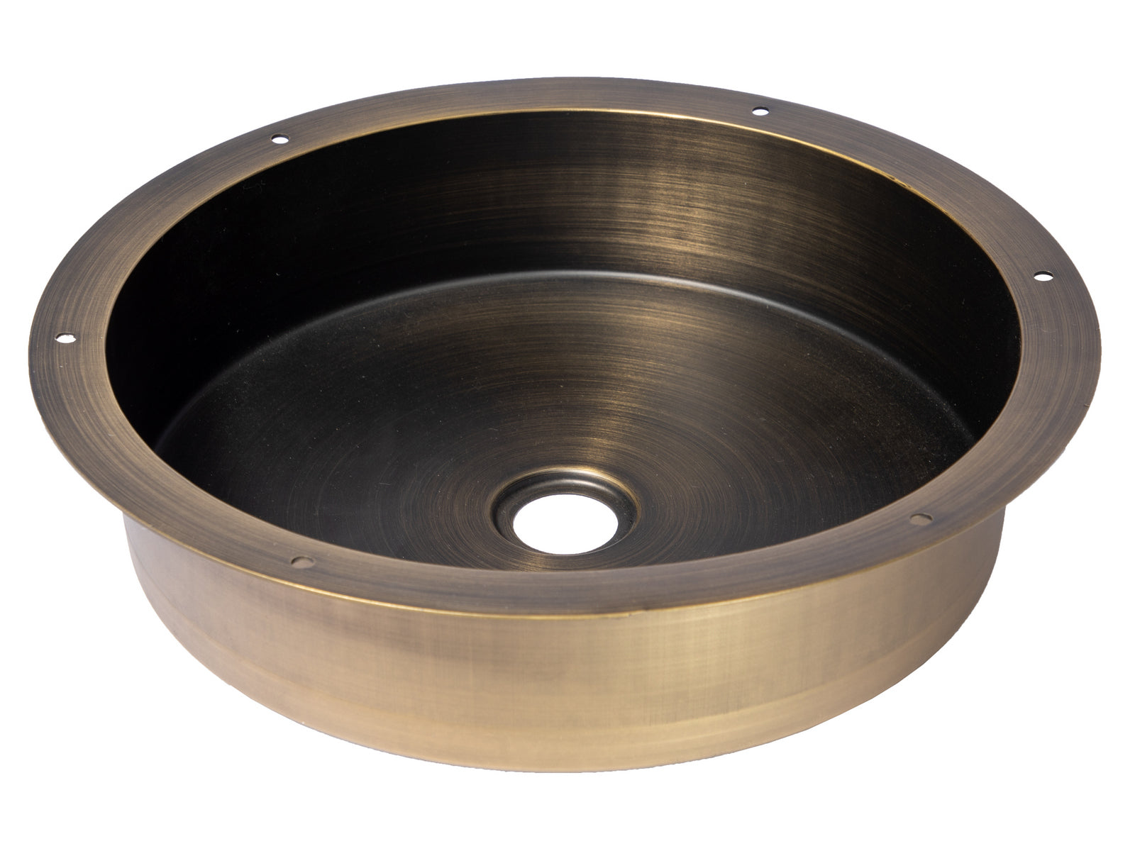 Eden Bath, 15" Round Stainless Steel Undermount Bathroom Sink with Drain in Antique Gold