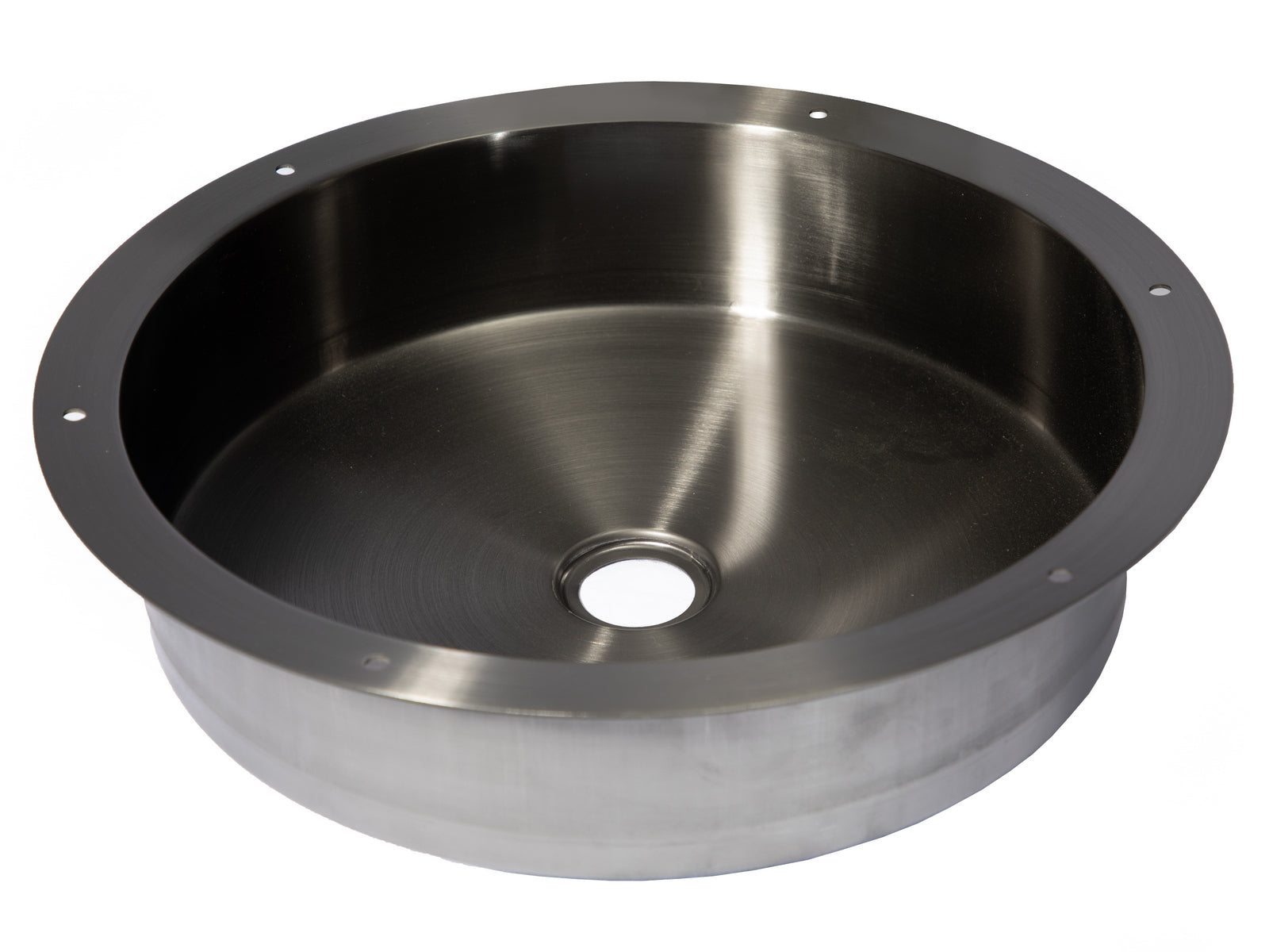 Eden Bath, 15" Round Stainless Steel Undermount Bathroom Sink with Drain in Black