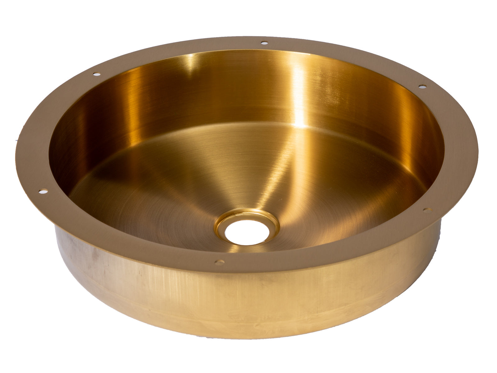 Eden Bath, 15" Round Stainless Steel Undermount Bathroom Sink with Drain in Gold