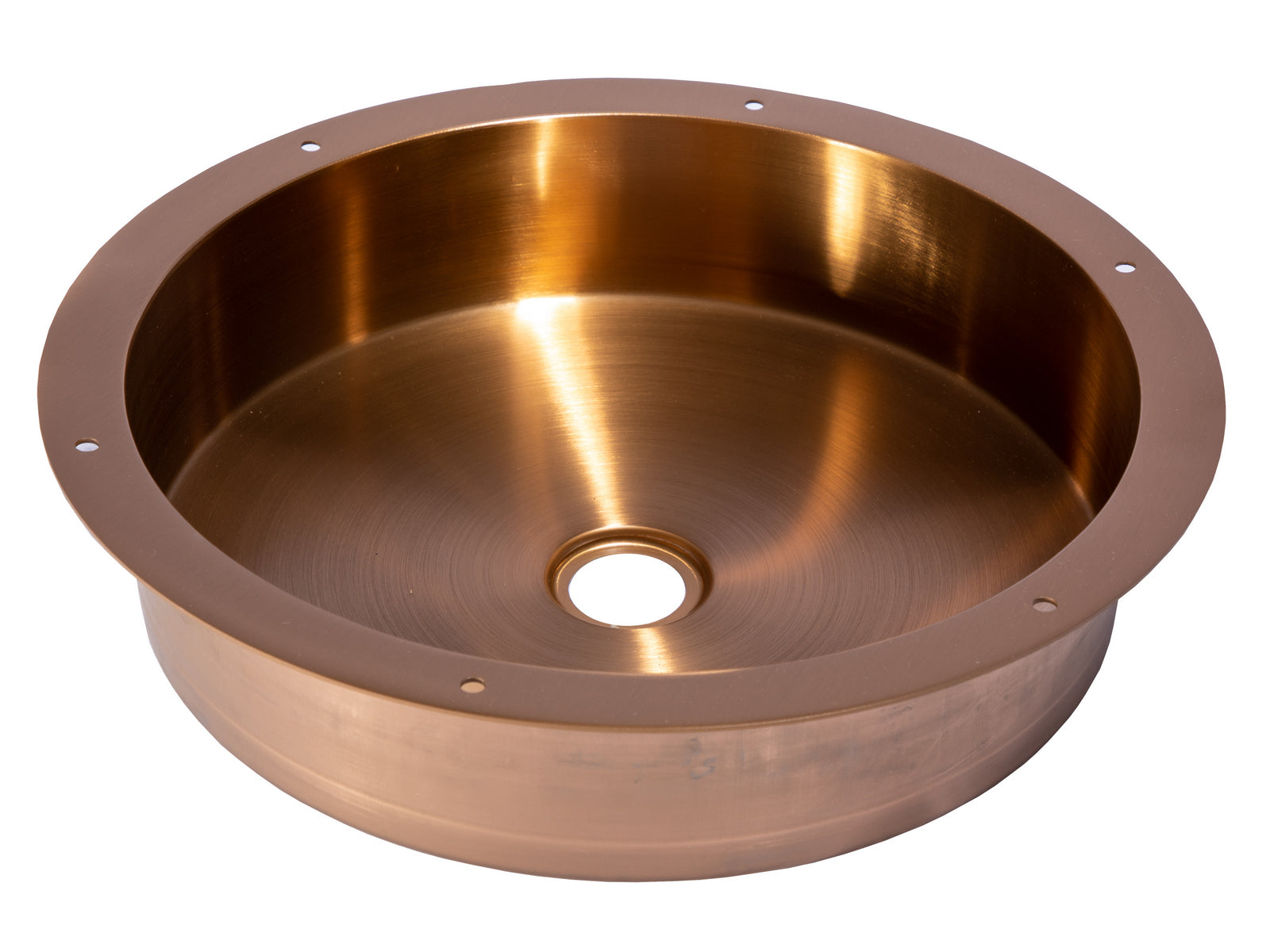 Eden Bath, 15" Round Stainless Steel Undermount Bathroom Sink with Drain in Rose Gold