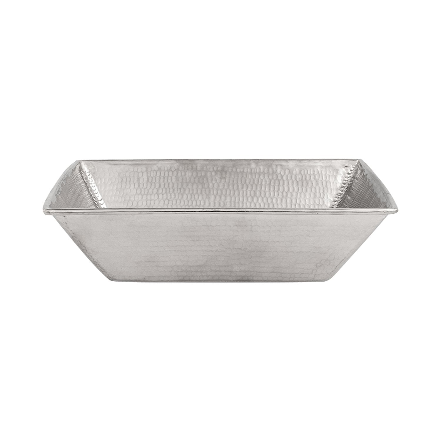 Premier Copper Products, 17" Rectangle Wired Rim Vessel Nickel Plated Hammered Copper Sink