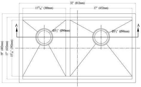 Dawn Kitchen & Bath Products, 32" Double Bowl Dual Mount 18 Gauge Stainless Steel Kitchen Sink