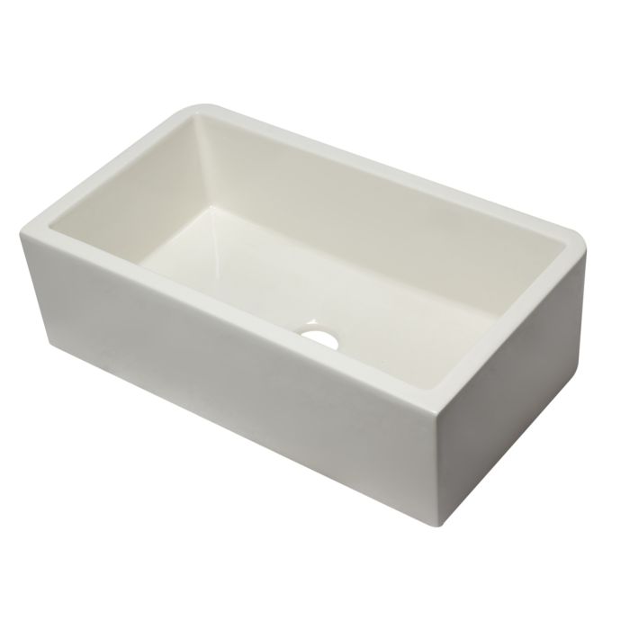 ALFI, 33" Smooth Apron Solid Thick Wall Fireclay Single Bowl Farm Sink