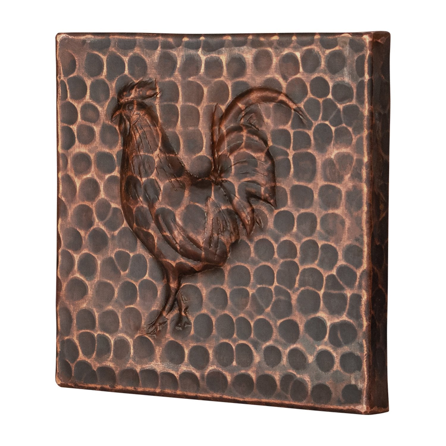 Premier Copper Products, 4" x 4" Hammered Copper Rooster Tile