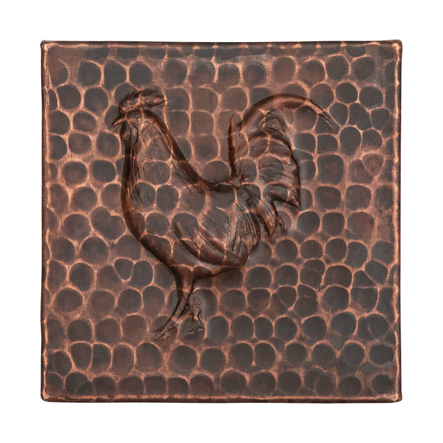 Premier Copper Products, 4" x 4" Hammered Copper Rooster Tile, pack of 8 Tiles