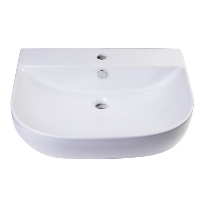 ALFI, AB111 24" White D-Bowl Porcelain Wall Mounted Bath Sink