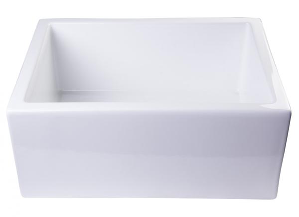 ALFI, AB2418SB-W 24" White Smooth Thick Wall Fireclay Single Bowl Farm Sink