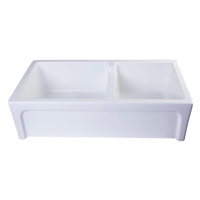 ALFI, AB3618ARCH 36" White Arched Apron Thick Wall Fireclay Double Bowl Farm Sink