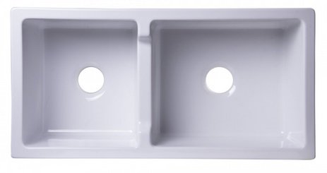 ALFI, AB3618DB-W 36" White Smooth Thick Wall Fireclay Double Bowl Farm Sink