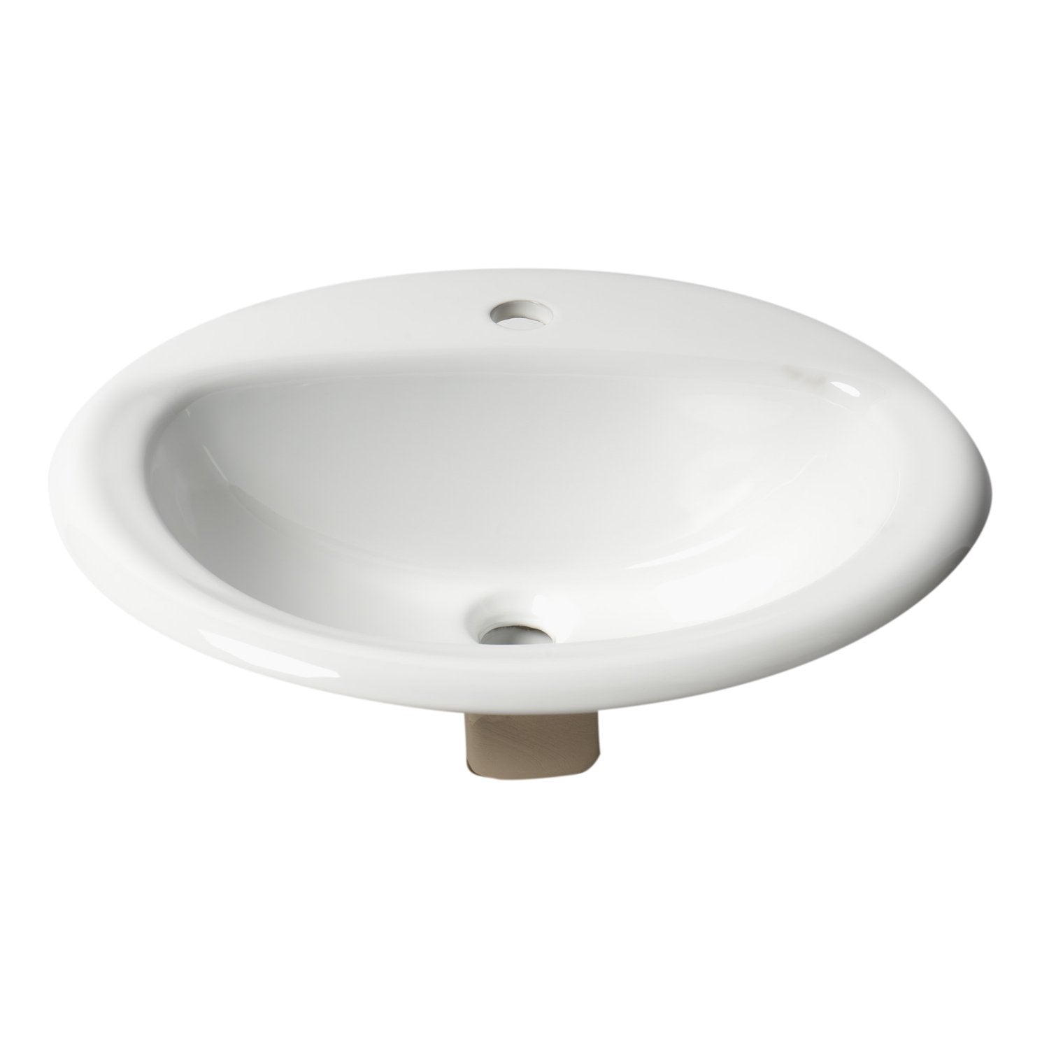 ALFI, ALFI ABC802 White 21" Round Drop In Ceramic Sink with Faucet Hole