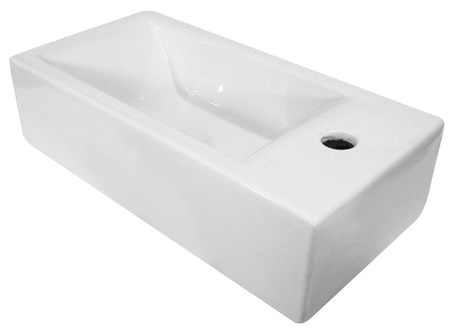 ALFI, Ab108 Small Modern Rectangular Wall Mounted Ceramic Bathroom Sink