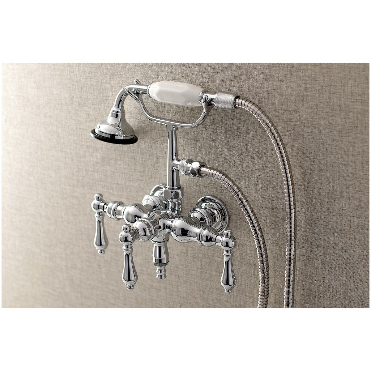 Kingston Brass, Aqua Vintage AE19TX-P 3-3/8-Inch Wall Mount Tub Faucet with Hand Shower