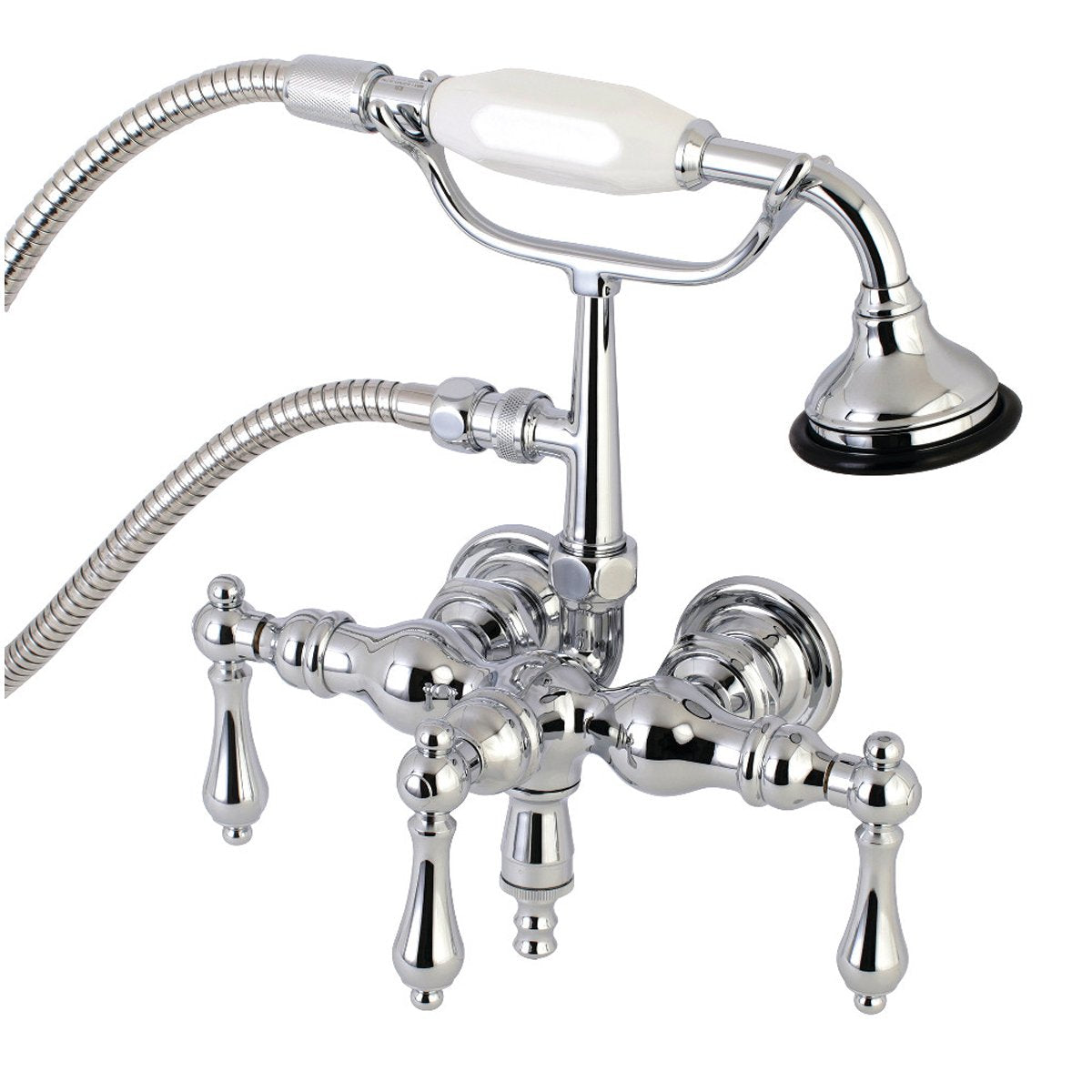 Kingston Brass, Aqua Vintage AE19TX-P 3-3/8-Inch Wall Mount Tub Faucet with Hand Shower