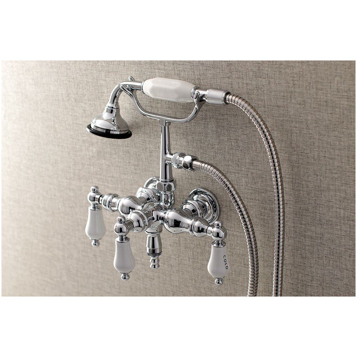 Kingston Brass, Aqua Vintage AE21TX-P 3-3/8-Inch Wall Mount Tub Faucet with Hand Shower