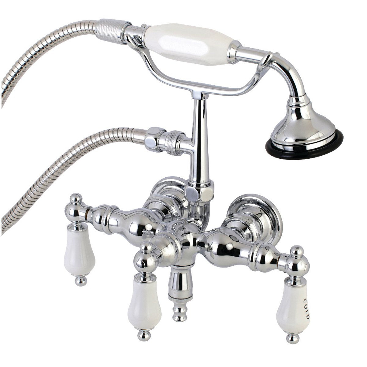 Kingston Brass, Aqua Vintage AE21TX-P 3-3/8-Inch Wall Mount Tub Faucet with Hand Shower