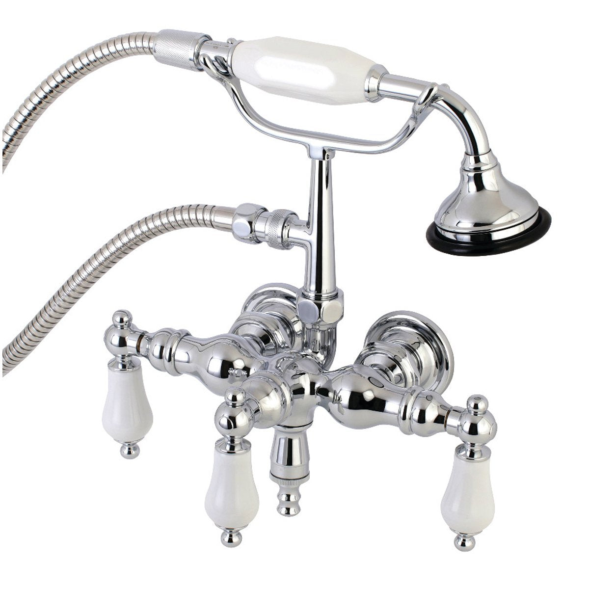 Kingston Brass, Aqua Vintage AE23TX-P 3-3/8-Inch Wall Mount Tub Faucet with Hand Shower