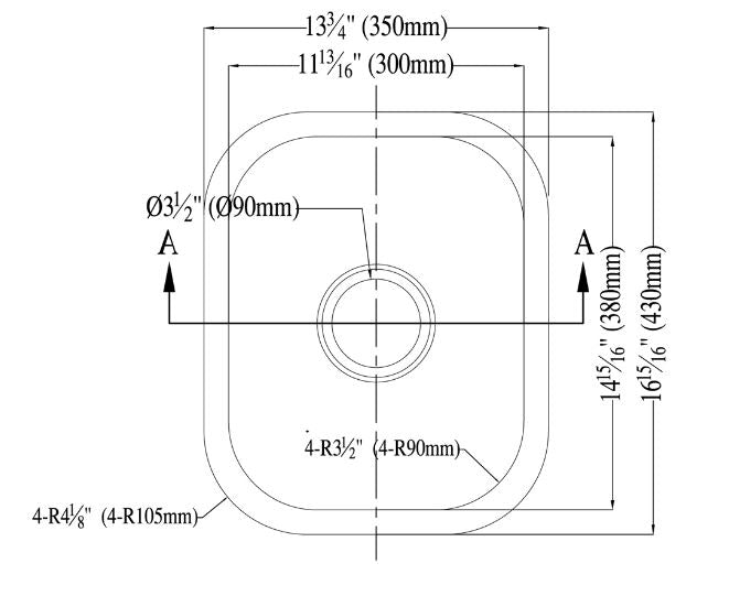 Dawn Kitchen & Bath Products, BS1215 14" Single Bowl Undermount 18 Gauge Stainless Steel Bar Sink