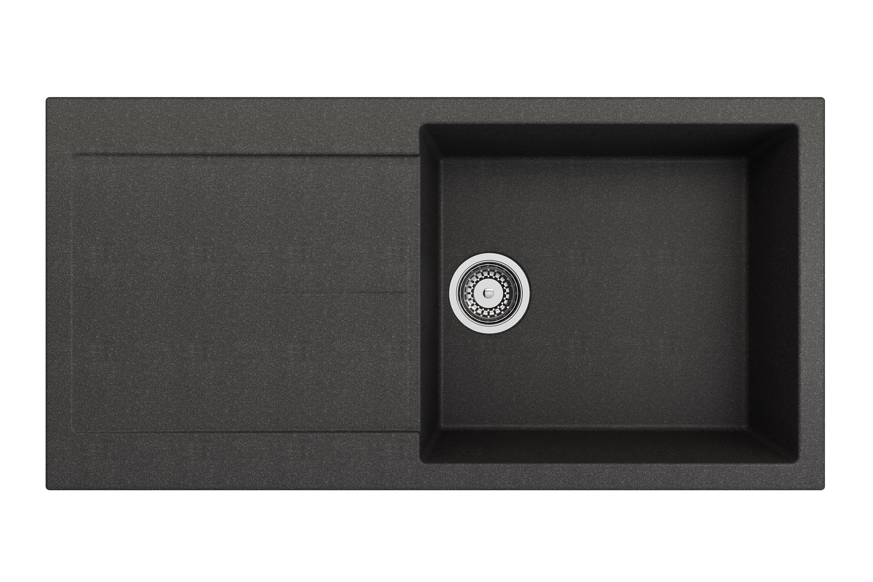 Bocchi, Bocchi 20" Dual-Mount Composite Kitchen Sink with Drain Board in Metallic Black