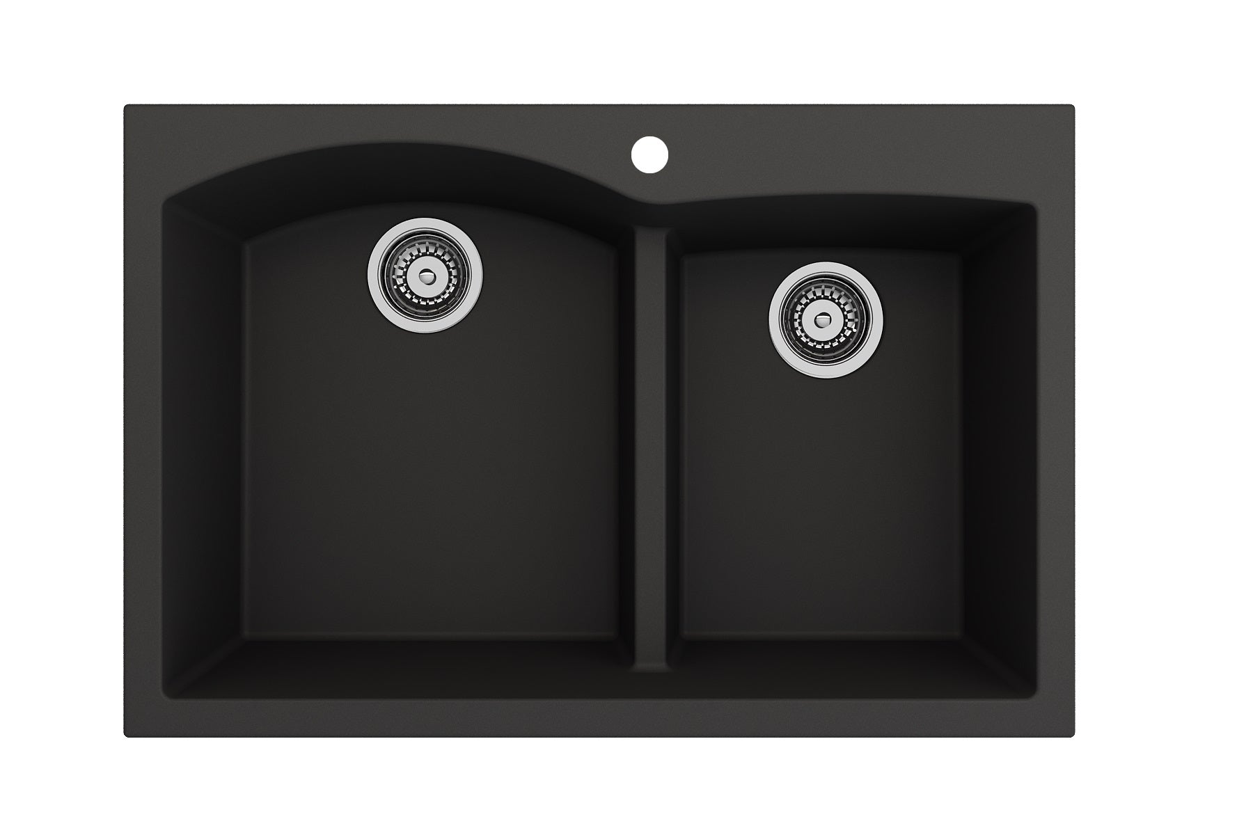 Bocchi, Bocchi 33" Dual Mount Granite Composite 60/40 Double Bowl Sink in Matte Black