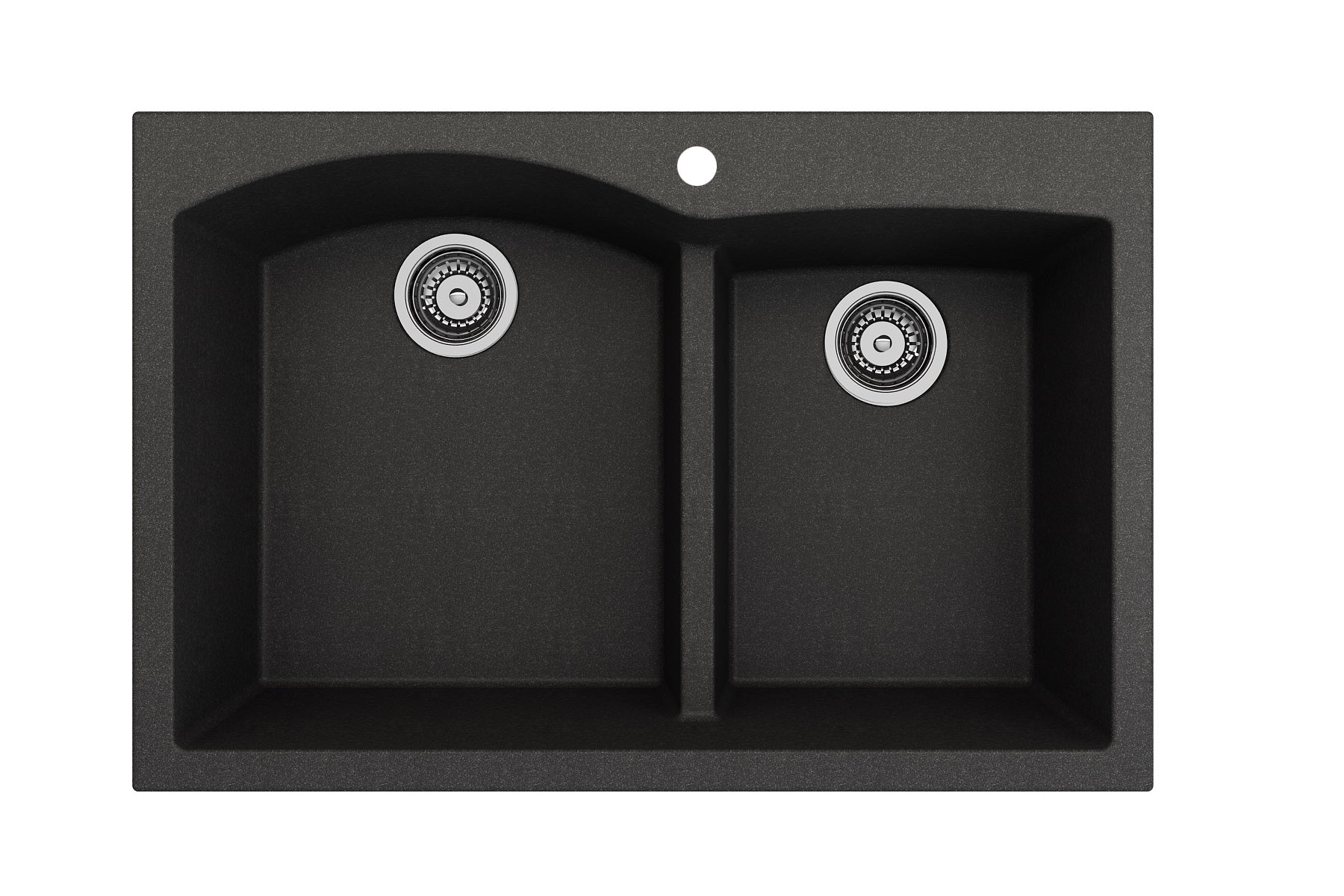 Bocchi, Bocchi 33" Dual Mount Granite Composite 60/40 Double Bowl Sink in Metallic Black