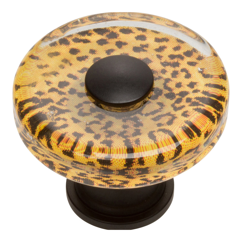 Atlas Homewares, Cheetah 1-1/2" Round Glass Knob