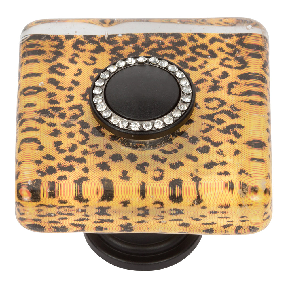 Atlas Homewares, Cheetah 1-1/2" Square Glass Knob