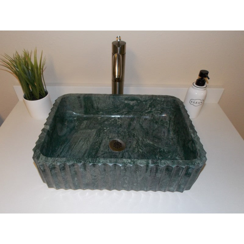 Eden Bath, Dark Green Marble Rectangular Vessel Sink