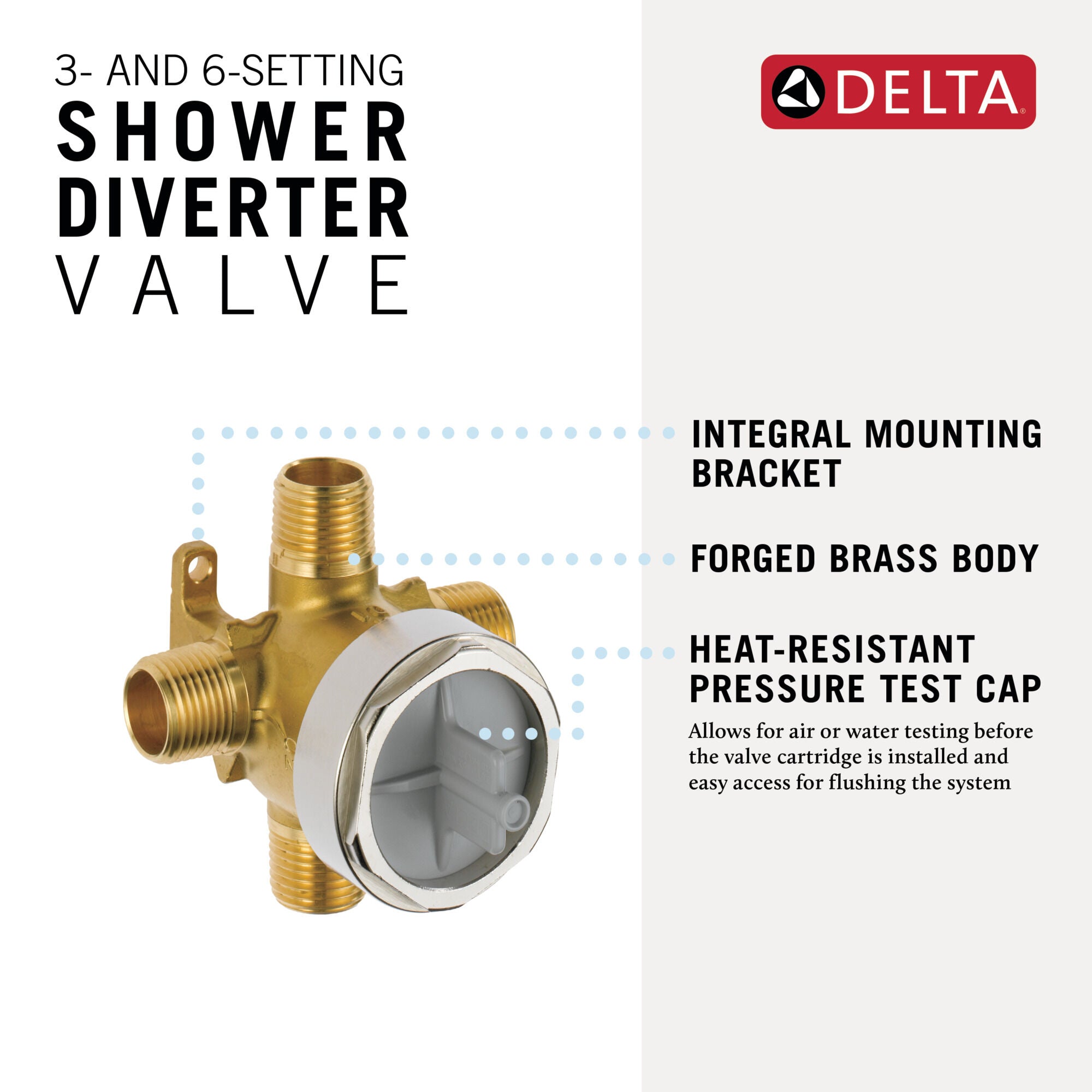 Delta, Delta 3 and 6-Setting Diverter Rough-in Valve