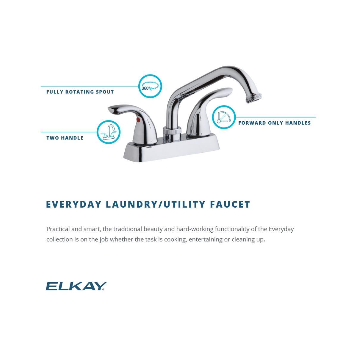 Elkay, Elkay Everyday Laundry/Utility Deck Mount Faucet and Lever Handles Chrome