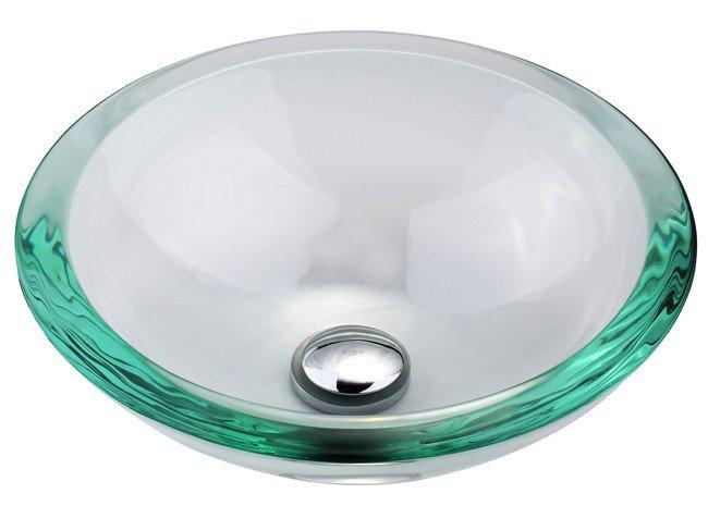 KRAUS, KRAUS Clear 34mm edge Glass Vessel Bathroom Sink with PU-MR