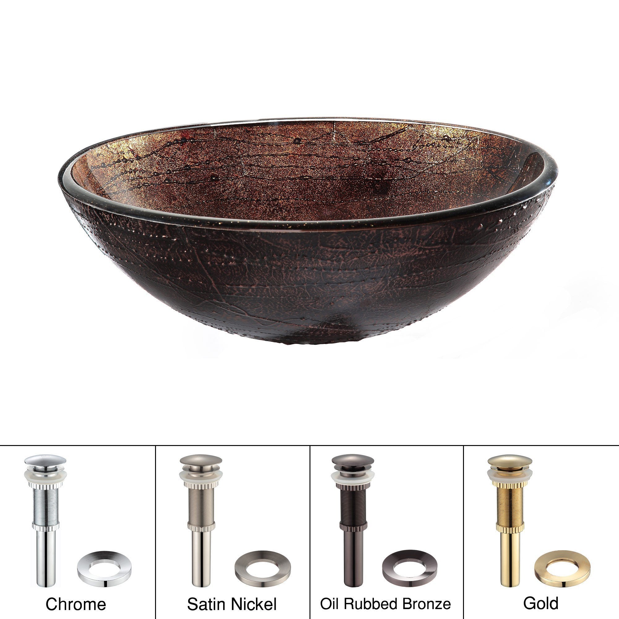 KRAUS, KRAUS Copper Illusion Glass Vessel Bathroom Sink with PU-MR