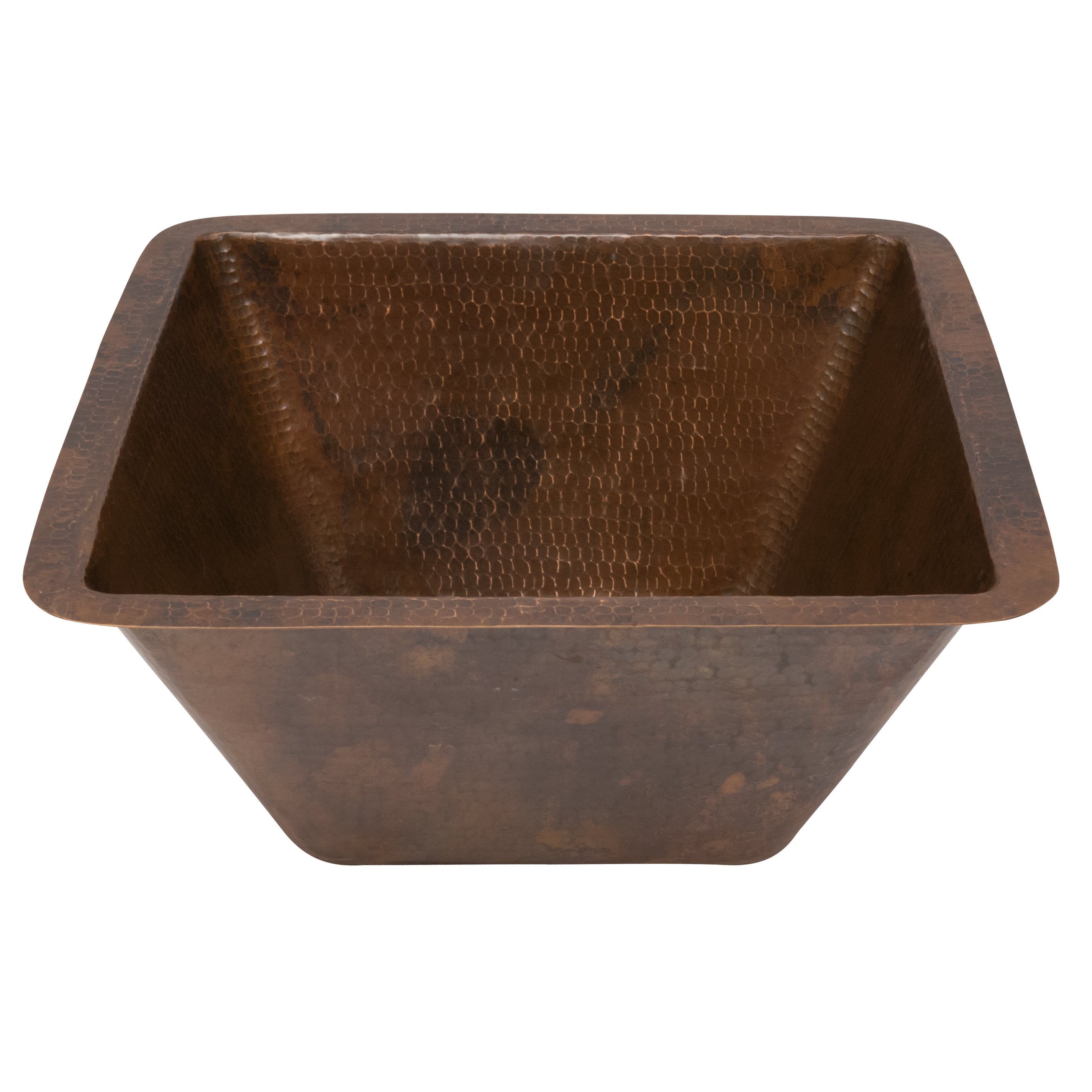 Premier Copper Products, Premier Copper Products 15" Square Hammered Copper Bar/Prep Sink with 2" Drain Size