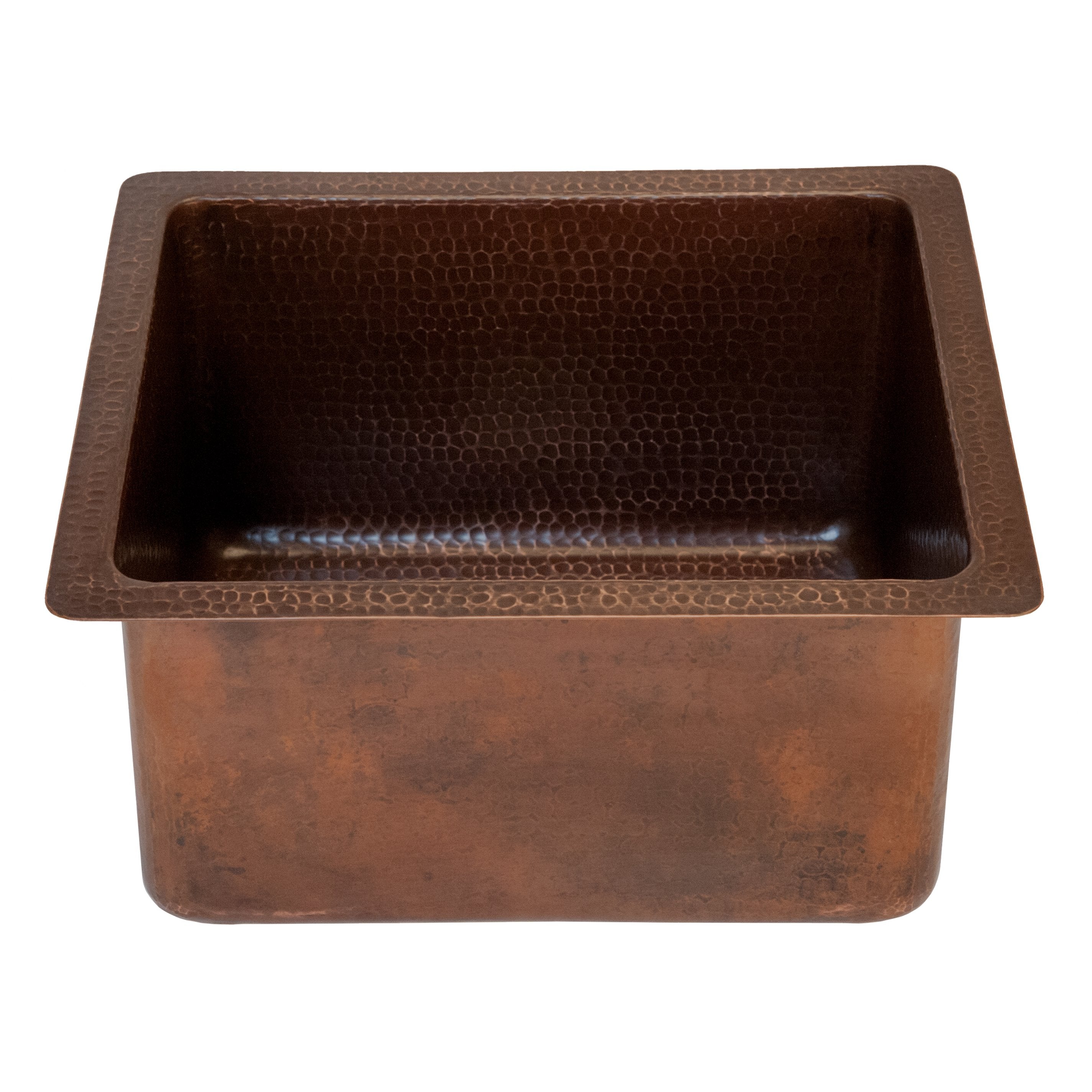 Premier Copper Products, Premier Copper Products 16" Gourmet Rectangular Hammered Copper Bar/Prep Sink