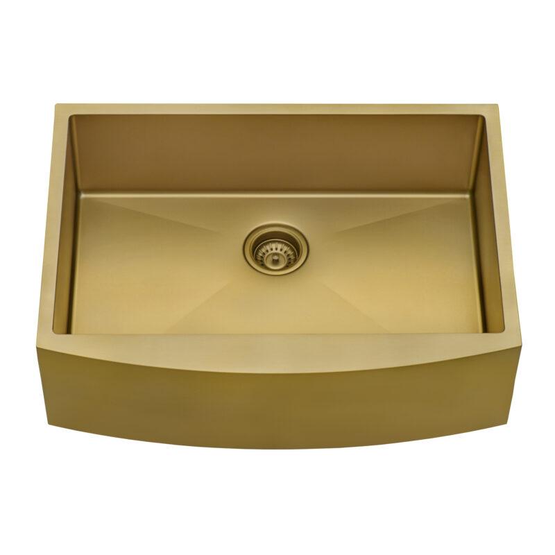 Ruvati, Ruvati 30" Matte Gold Apron Front Stainless Steel Kitchen Sink